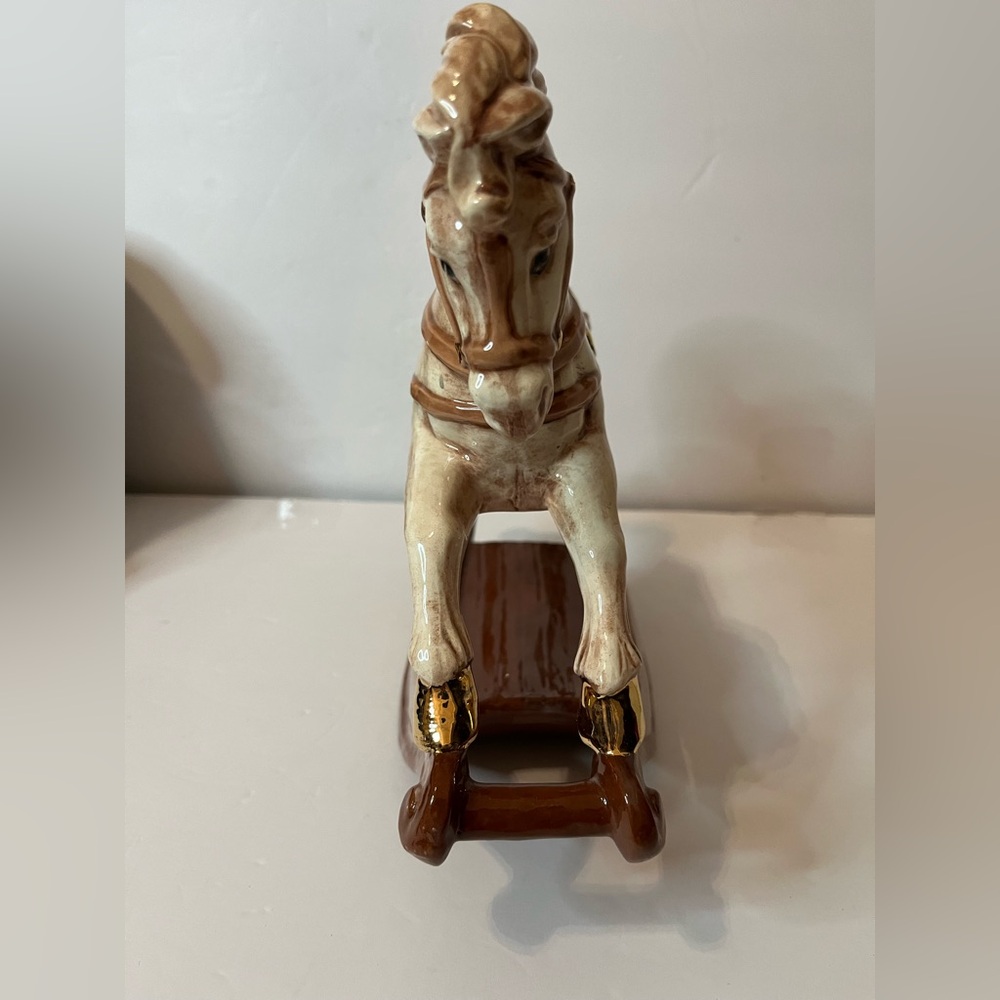 Painted Ceramic Rocking Horse Figurine - Picture 4 of 8